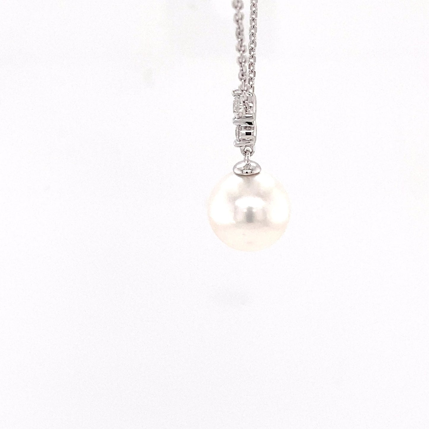 Akoya Pearl and round brilliant cut diamond drop pendant Gardiner Brothers