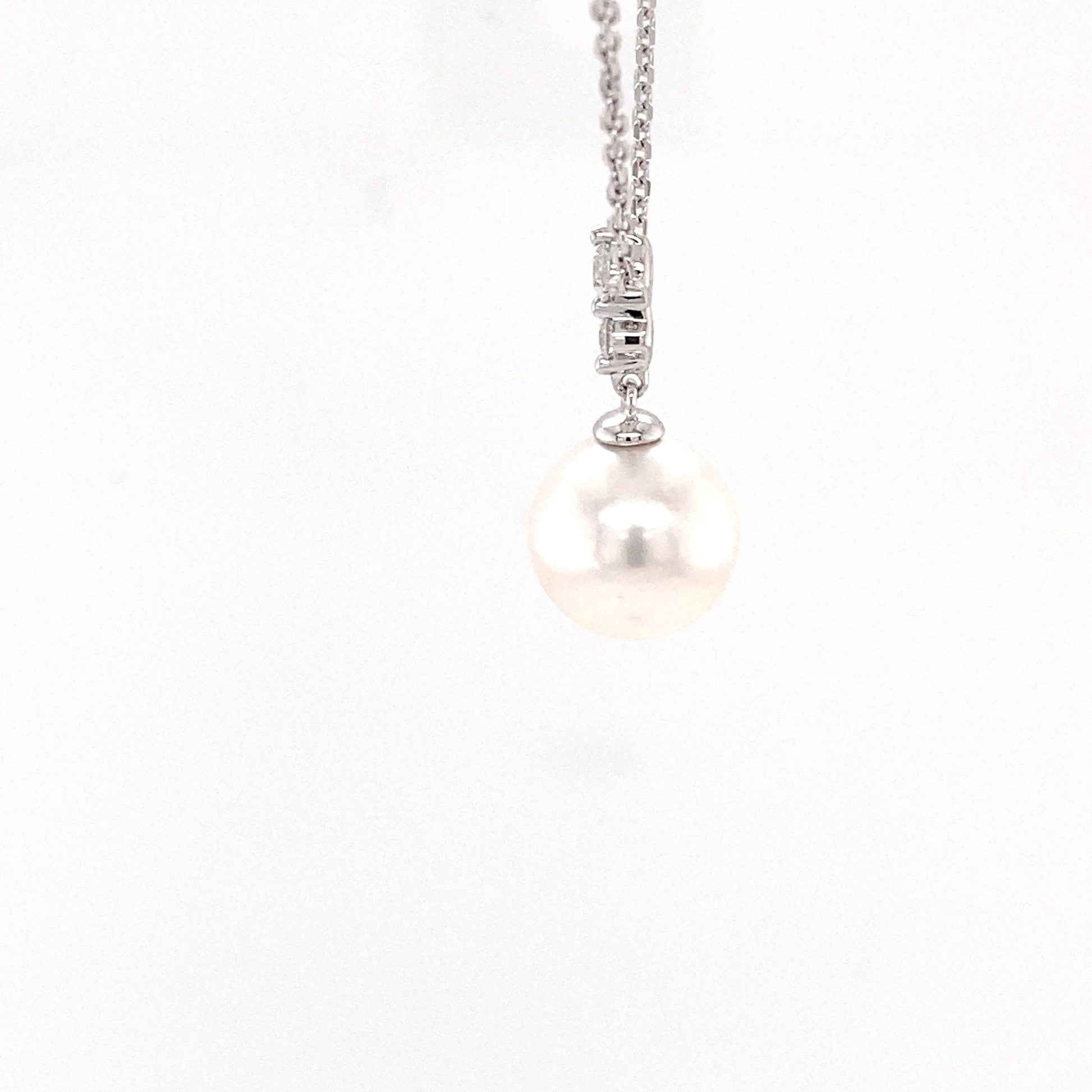 Akoya Pearl and round brilliant cut diamond drop pendant Gardiner Brothers