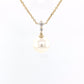 Akoya pearl and round brilliant cut diamond drop pendant Gardiner Brothers