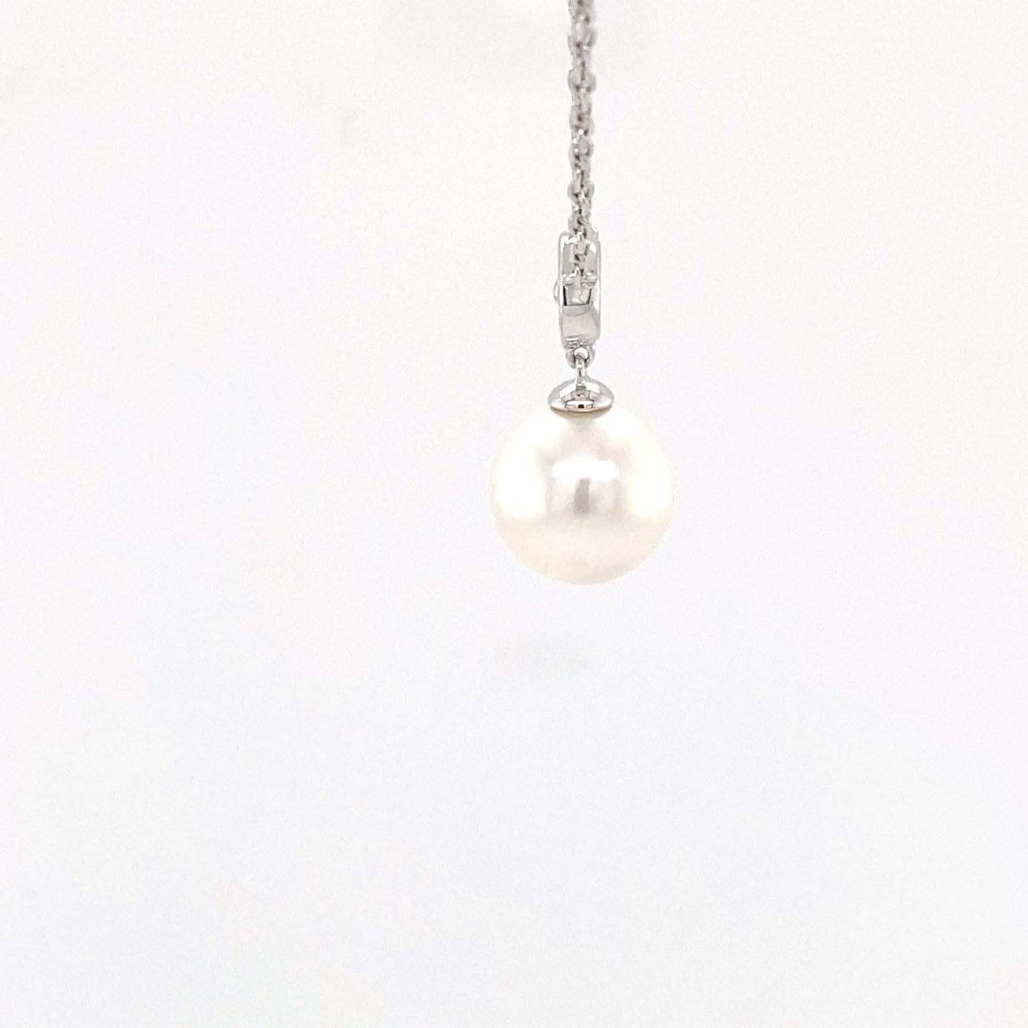 Akoya Pearl and Round Brilliant Cut Diamond Cluster Pendant Gardiner Brothers