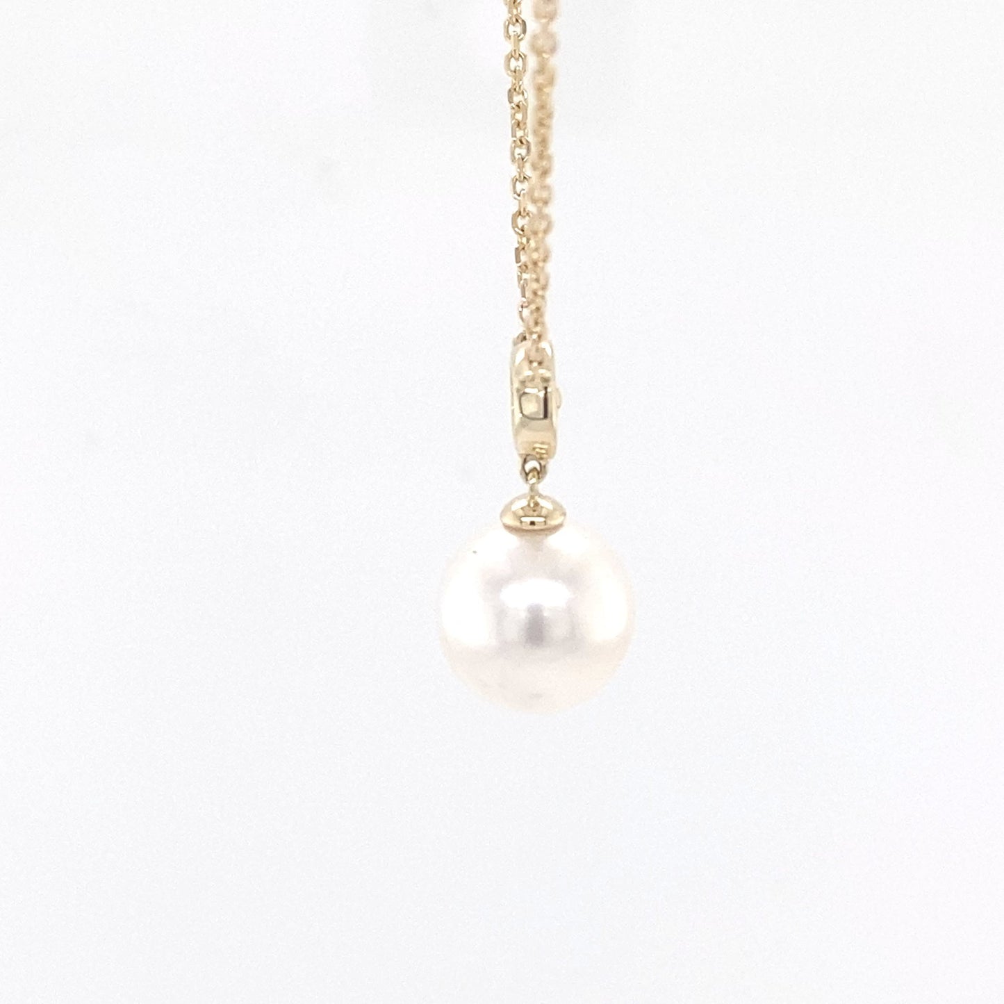 Akoya Pearl and Round Brilliant Cut Diamond Cluster Pendant Gardiner Brothers