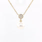 Akoya Pearl and Round Brilliant Cut Diamond Cluster Pendant Gardiner Brothers