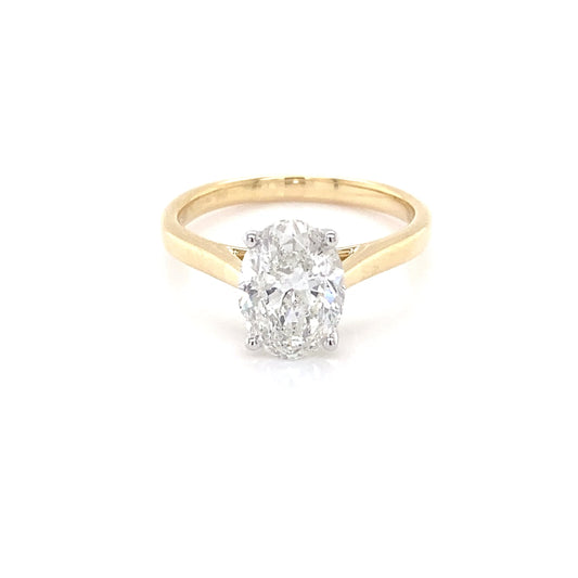 Yellow Gold Oval Shaped Diamond Solitaire Ring - 2.01cts Gardiner Brothers