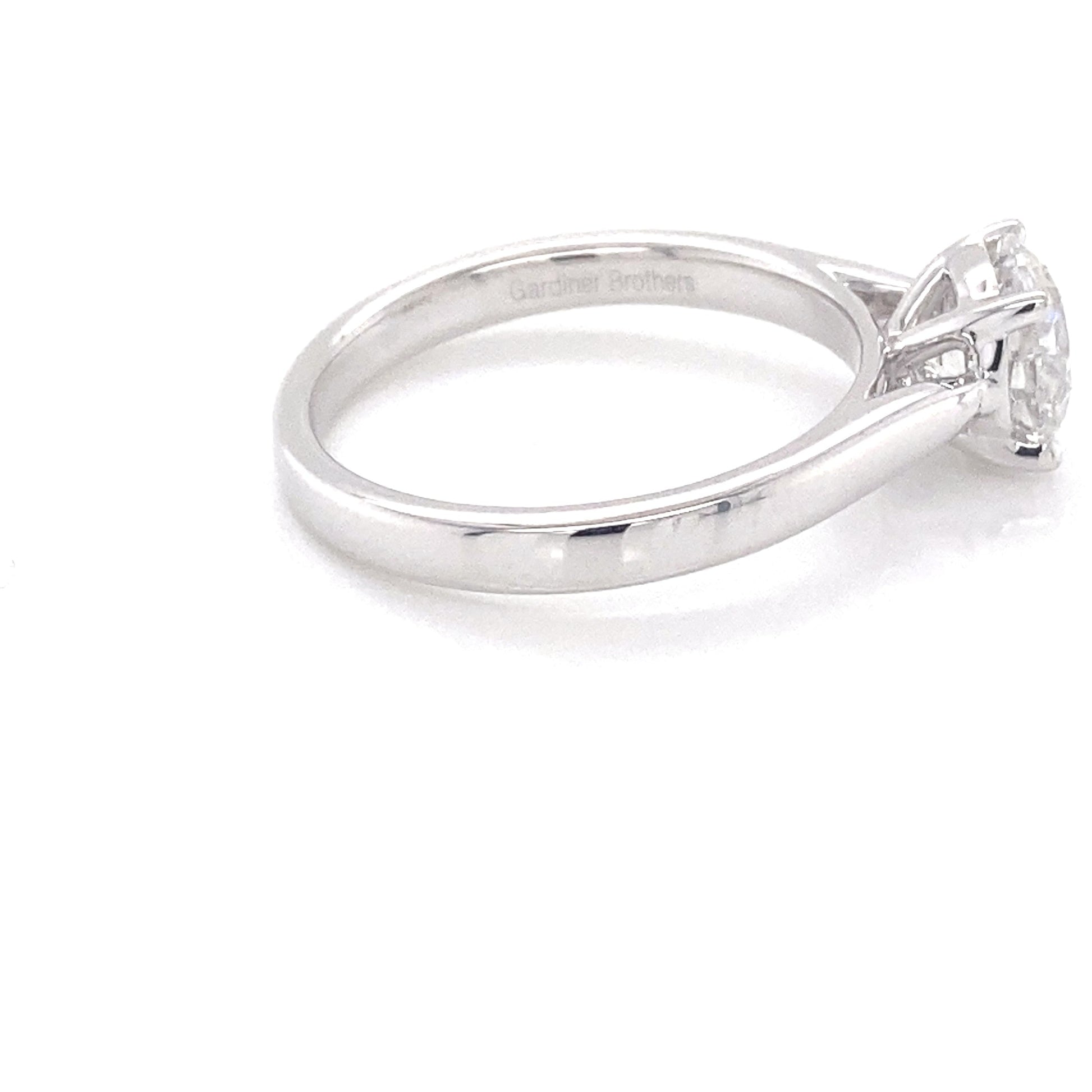 Platinum Round Brilliant Cut Diamond Solitaire Ring - 1.30cts Gardiner Brothers