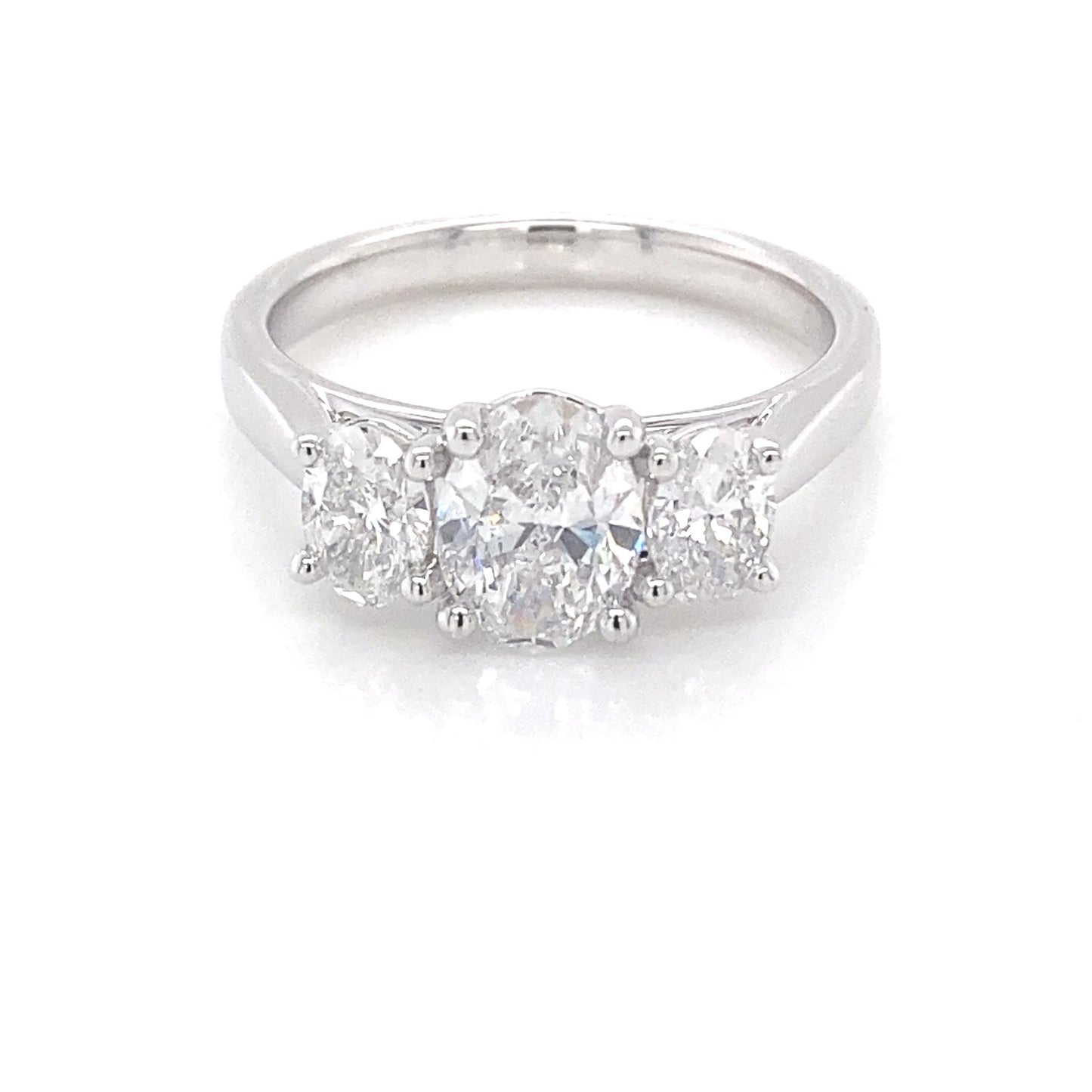 Platinum Oval Shaped Diamond 3 Stone Ring - 1.63cts Gardiner Brothers