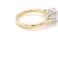 Yellow Gold Cushion and round brilliant cut diamond 3 stone ring - 1.52cts Gardiner Brothers