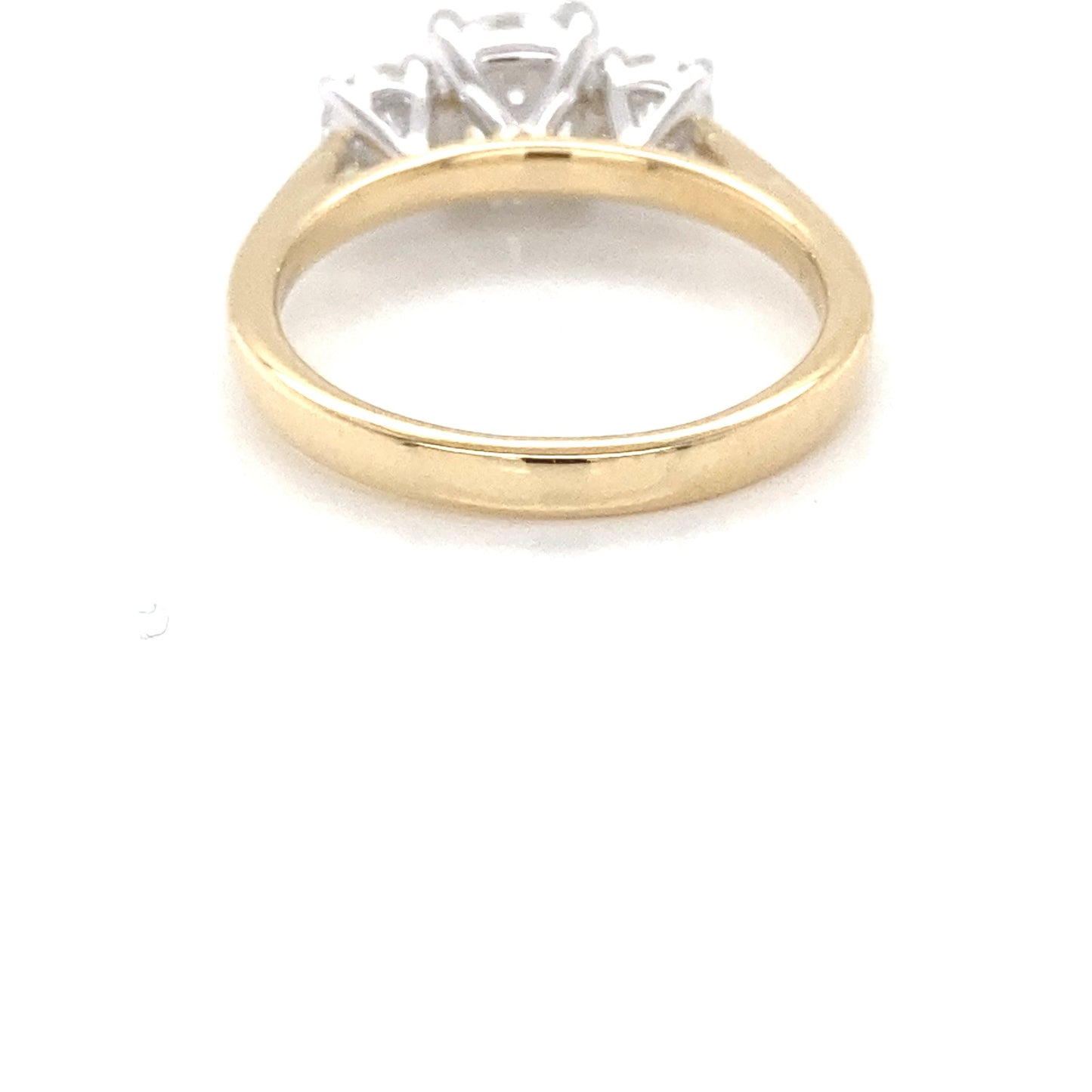 Yellow Gold Cushion and round brilliant cut diamond 3 stone ring - 1.52cts Gardiner Brothers