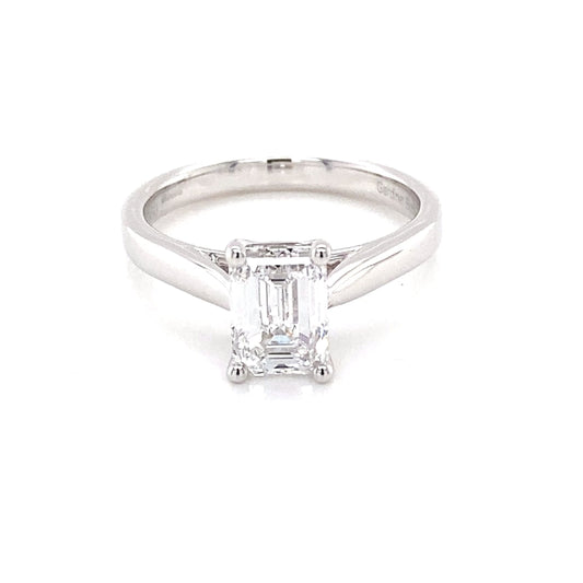 Platinum Emerald cut Diamond Solitaire Ring - 1.50cts Gardiner Brothers