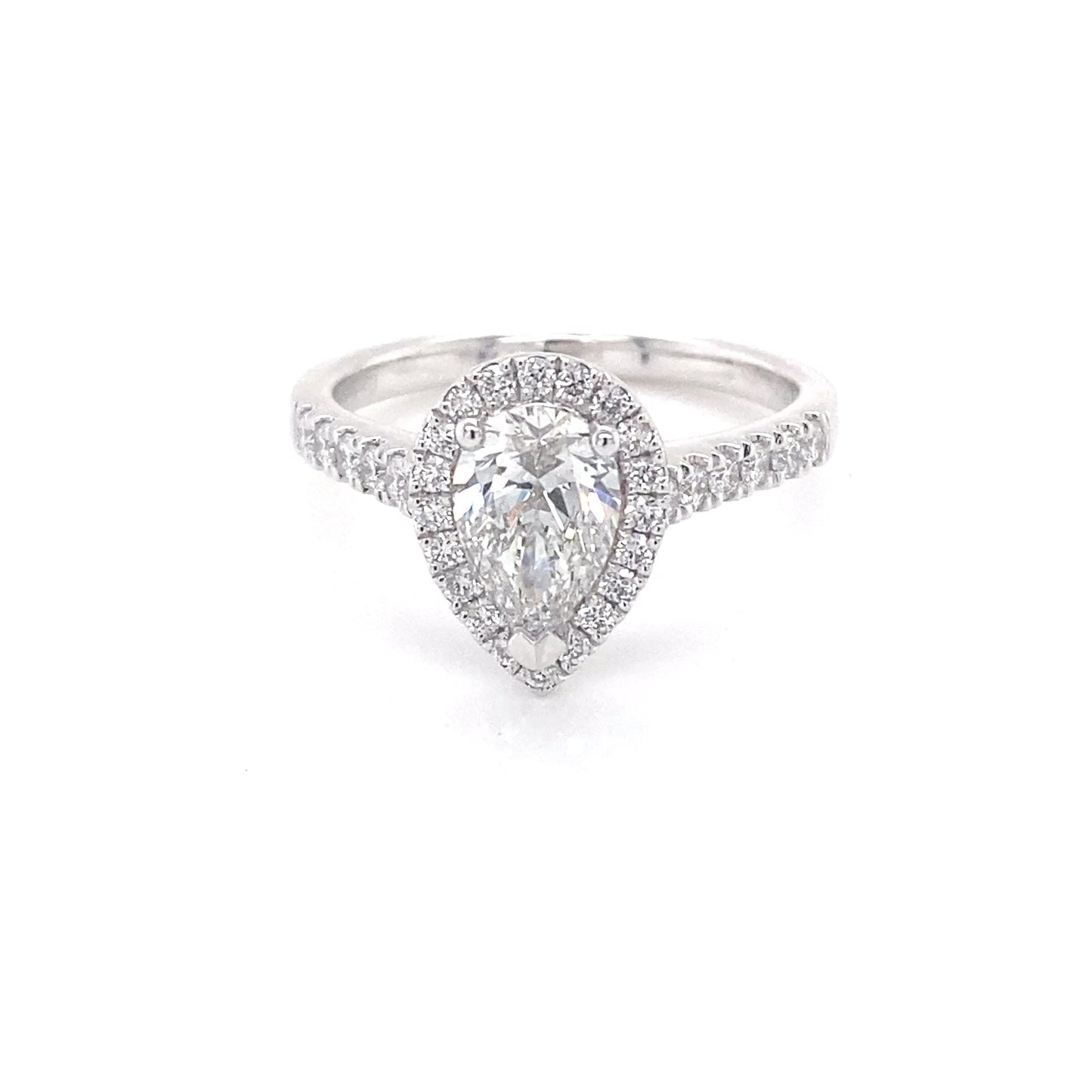 Pear Shaped Diamond Halo Cluster Style Ring - 1.28cts