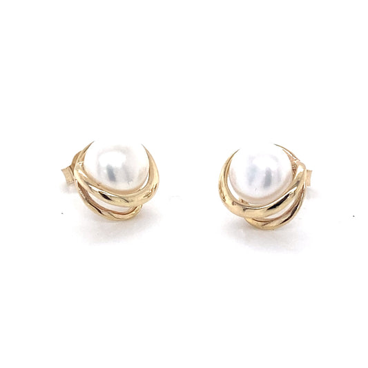 Yellow Gold FreshWater Pearl Stud Earrings Gardiner Brothers