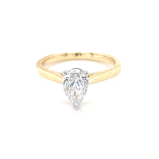 Pear Shaped Diamond Solitaire Ring - 0.90cts