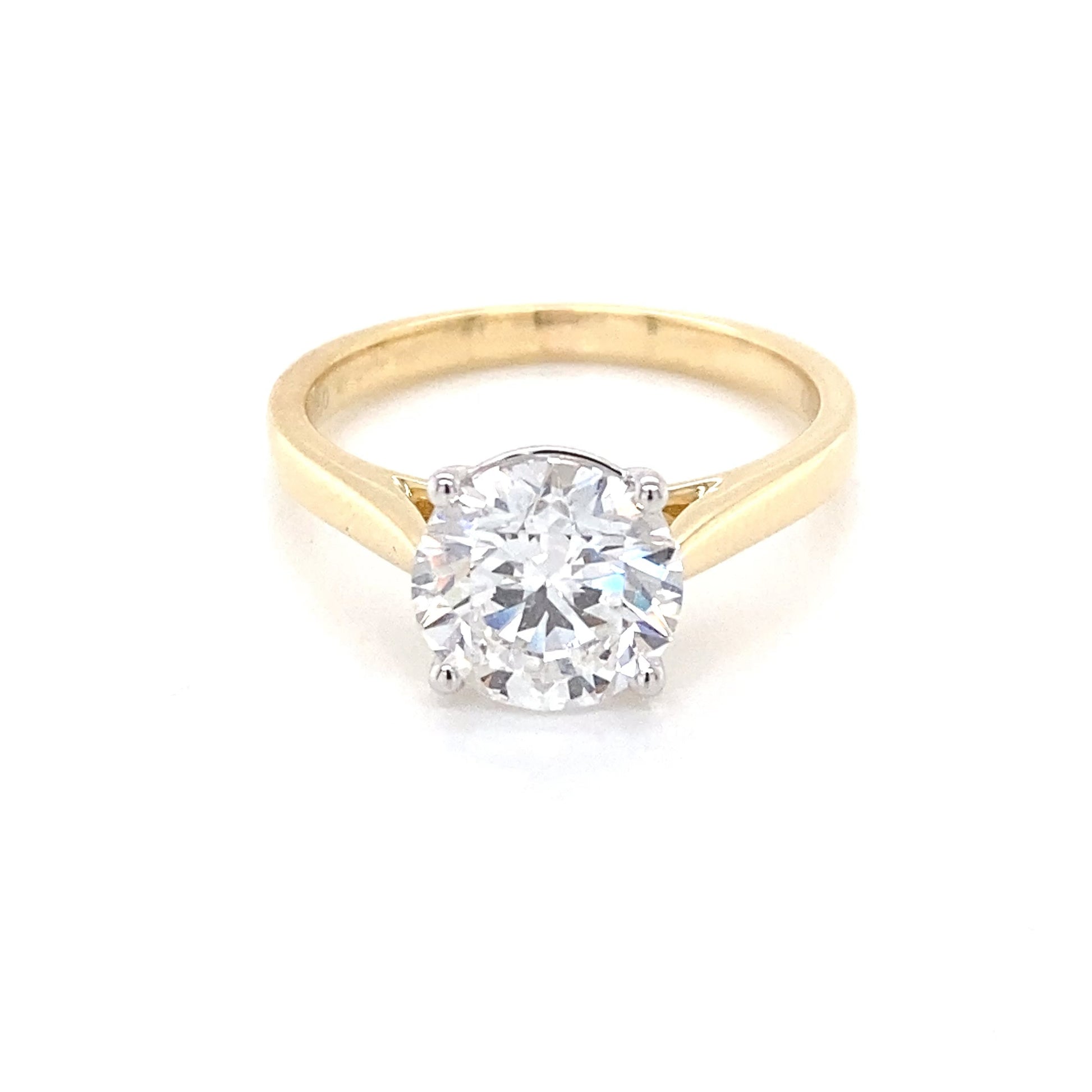 Yellow Gold Round Brilliant Cut Diamond Solitaire Ring - 2.01cts Gardiner Brothers