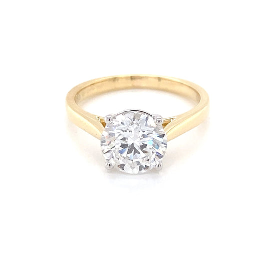Yellow Gold Round Brilliant Cut Diamond Solitaire Ring - 2.01cts Gardiner Brothers