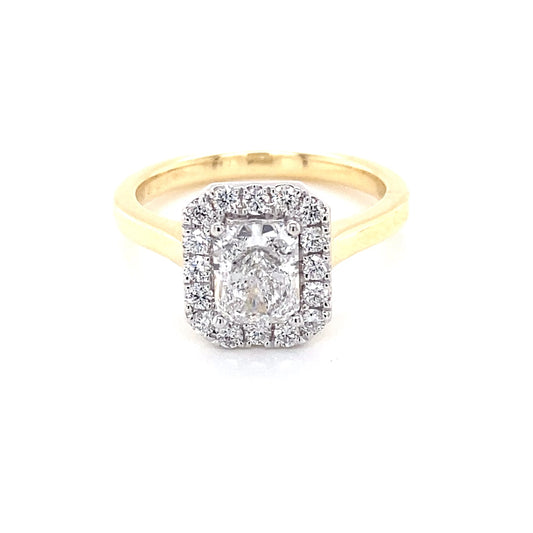 Yellow Gold Radiant Cut Diamond Halo Style Ring - 1.37cts Gardiner Brothers