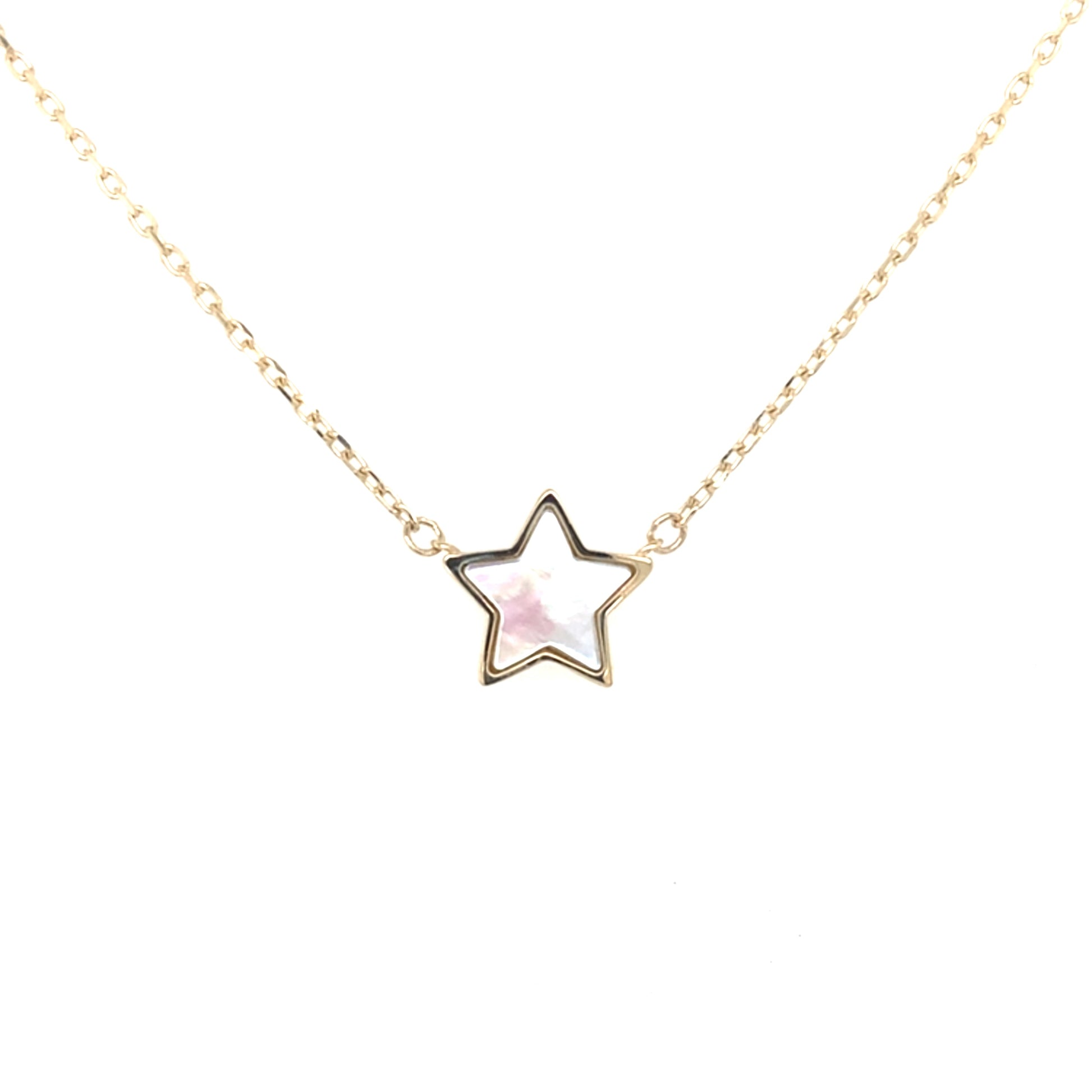 Yellow Gold Mother of Pearl Star Necklet Gardiner Brothers