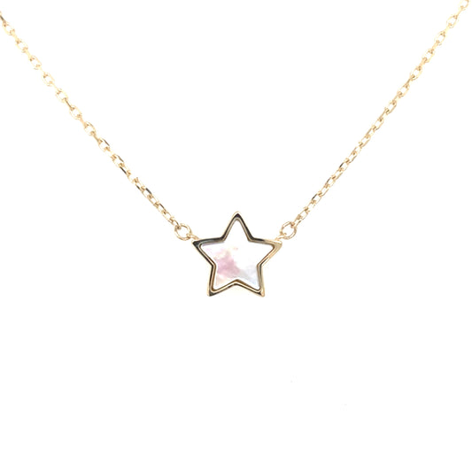 Yellow Gold Mother of Pearl Star Necklet Gardiner Brothers