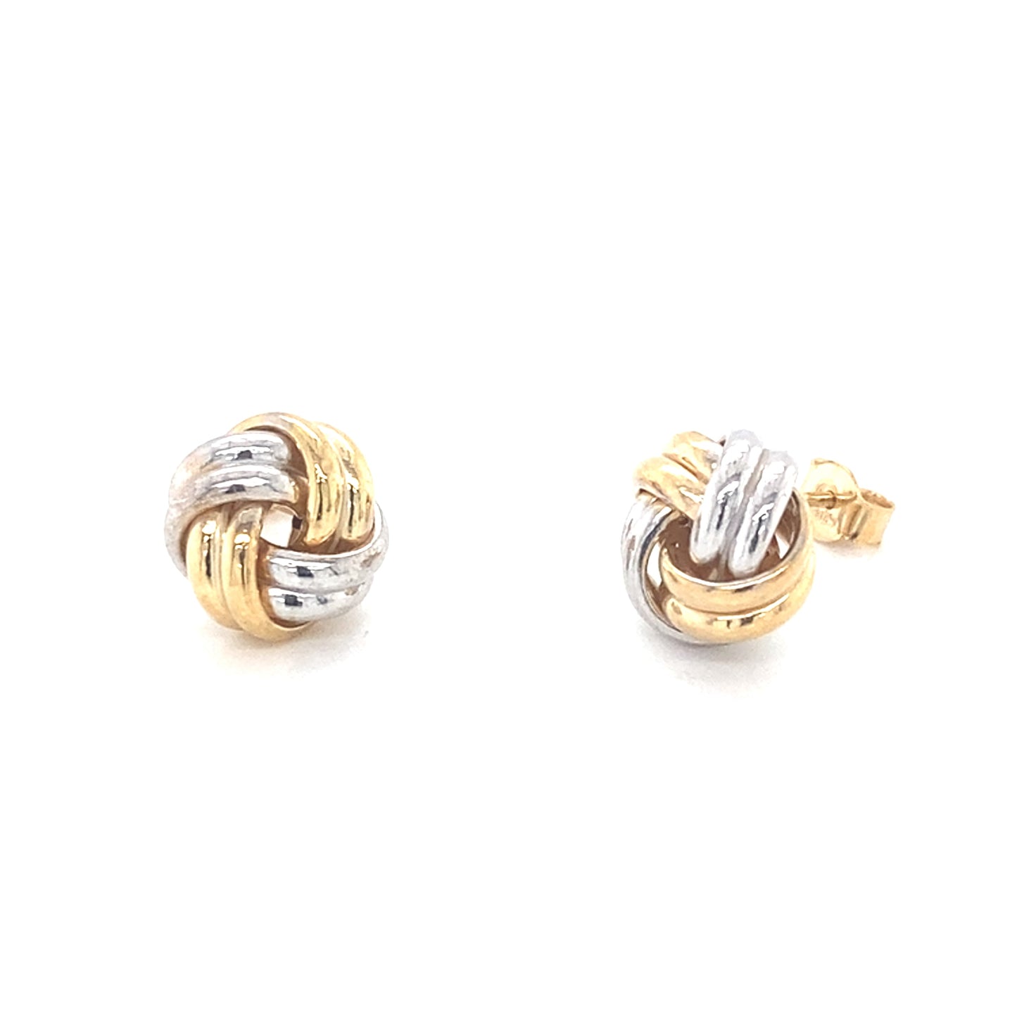 Yellow and White Gold Double Strand Knot Earrings Gardiner Brothers