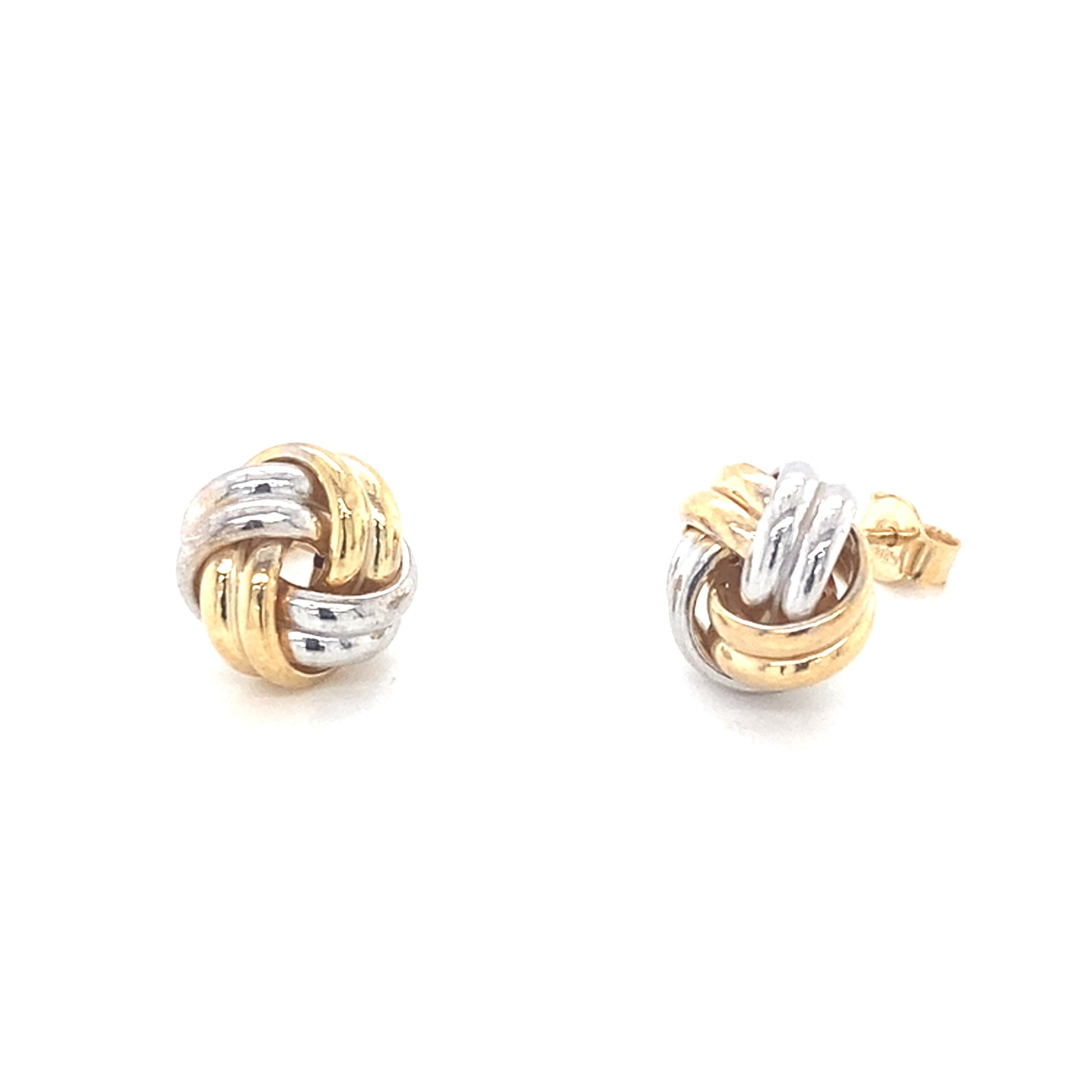 Yellow and White Gold Double Strand Knot Earrings Gardiner Brothers