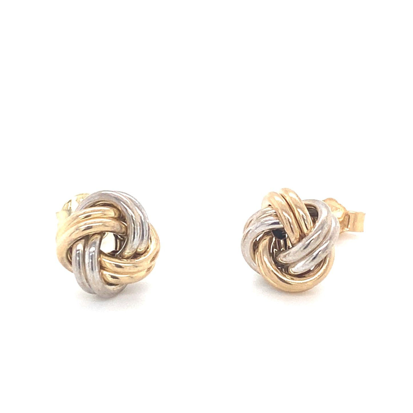 Yellow and White Gold Double Stranded Knot Earrings Gardiner Brothers