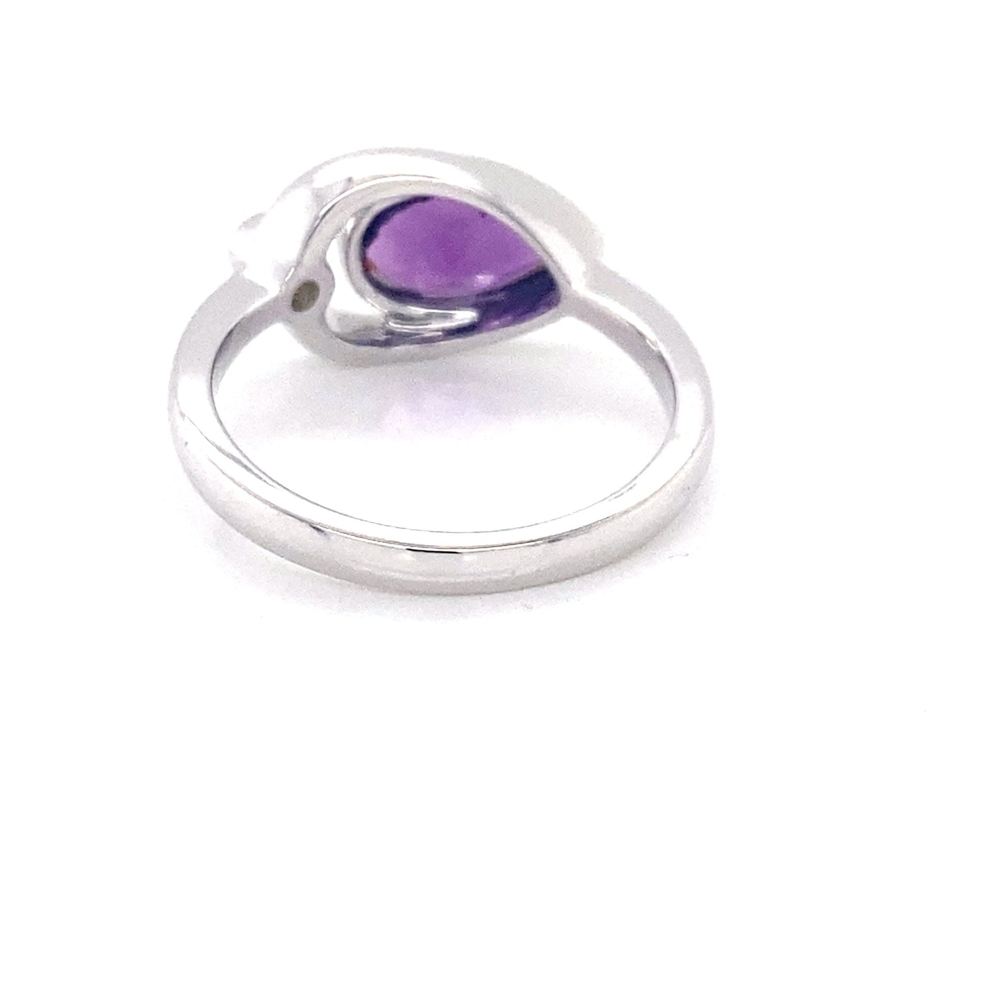 Pear Shaped Amethyst and round brilliant cut diamond ring Gardiner Brothers