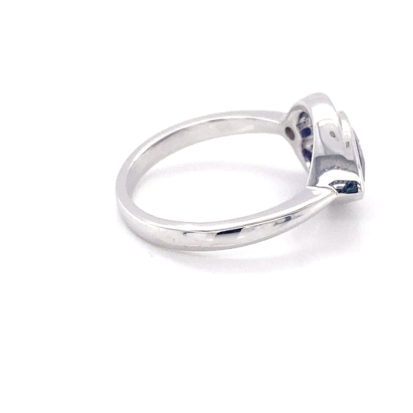 Pear Shaped Amethyst and round brilliant cut diamond ring Gardiner Brothers