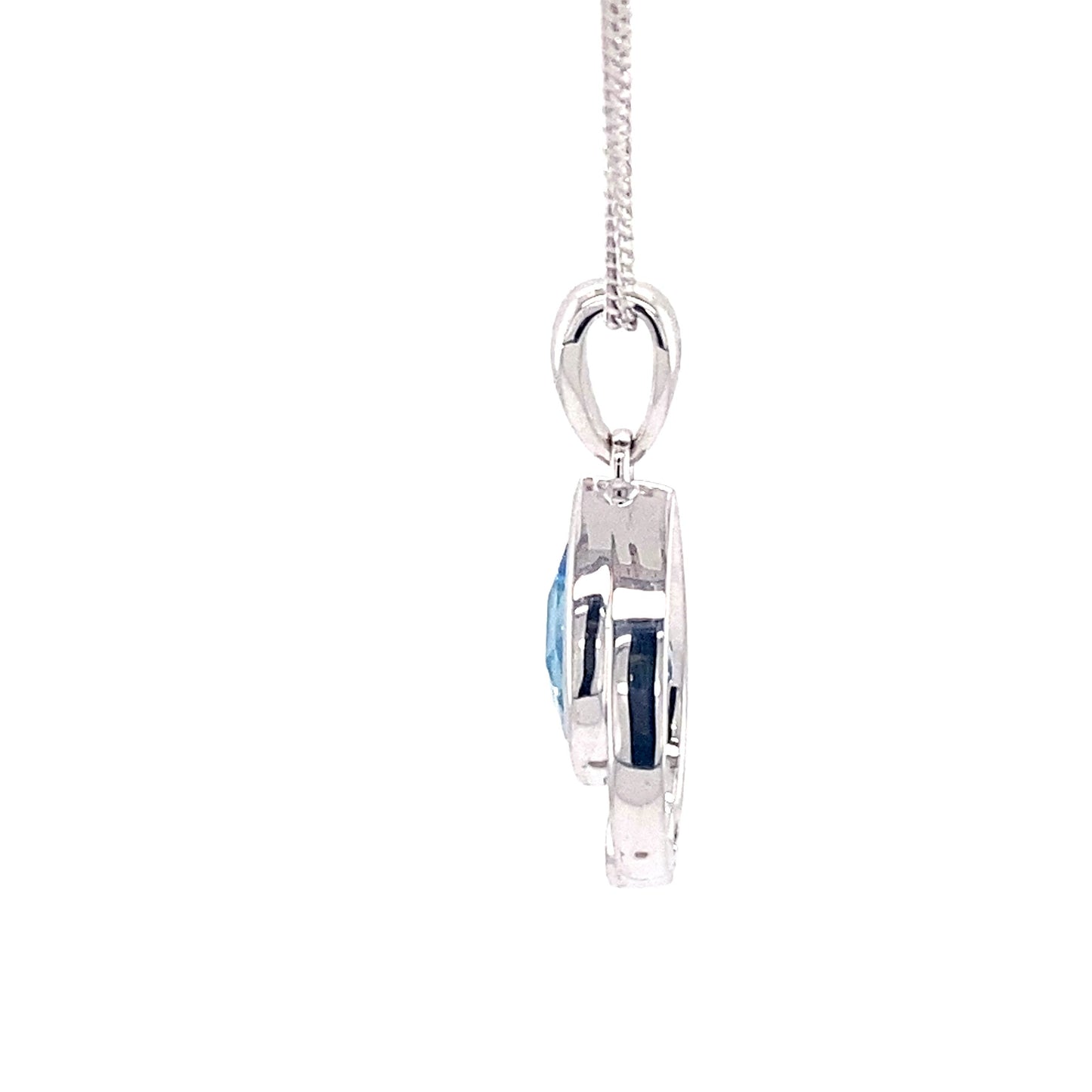Pear Shaped Topaz and round brilliant cut diamond pendant Gardiner Brothers