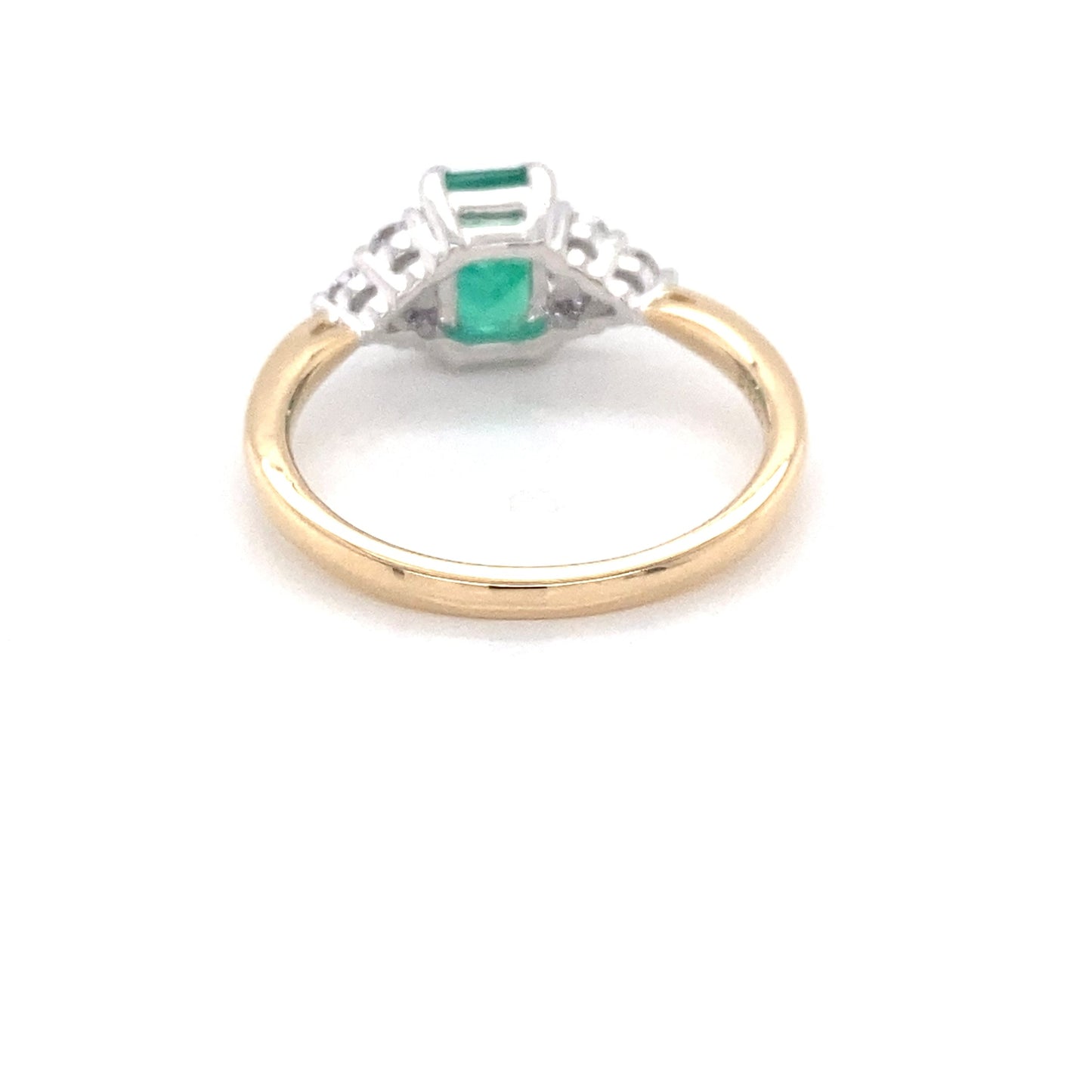 Octagonal shaped emerald and round brilliant cut diamond ring Gardiner Brothers