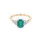Octagonal shaped emerald and round brilliant cut diamond ring Gardiner Brothers