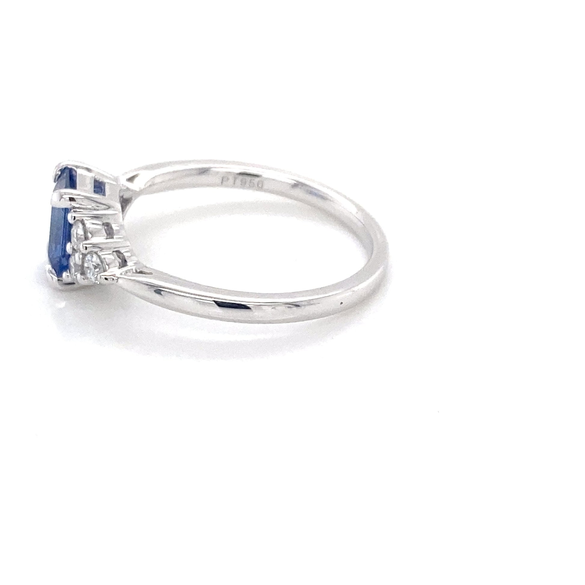 Octagonal shaped sapphire and 6 round brilliant cut diamond ring Gardiner Brothers