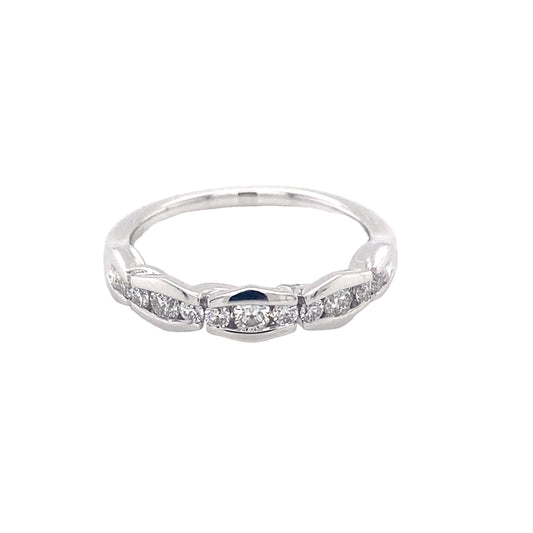 Platinum round brilliant cut diamond alternating size eternity ring Gardiner Brothers