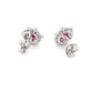 Oval Shaped Ruby and round brilliant cut diamond cluster style earrings Gardiner Brothers