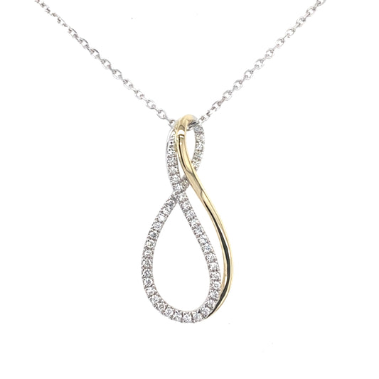 Yellow and white gold diamond set swirl pendant Gardiner Brothers