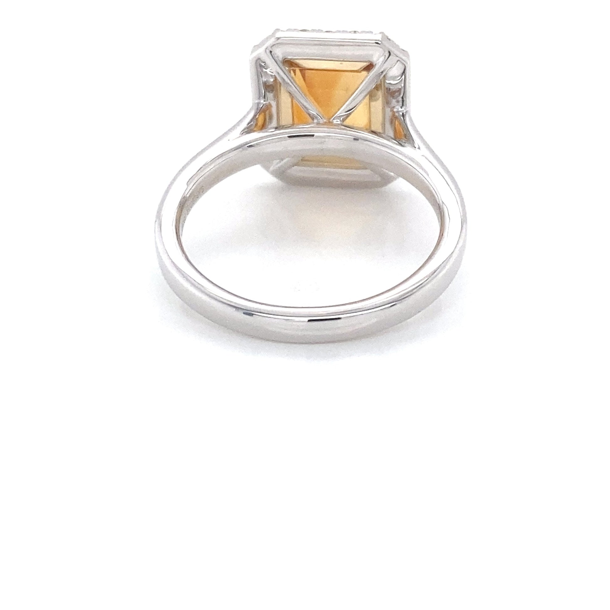 Octagonal Citrine and diamond halo style ring Gardiner Brothers