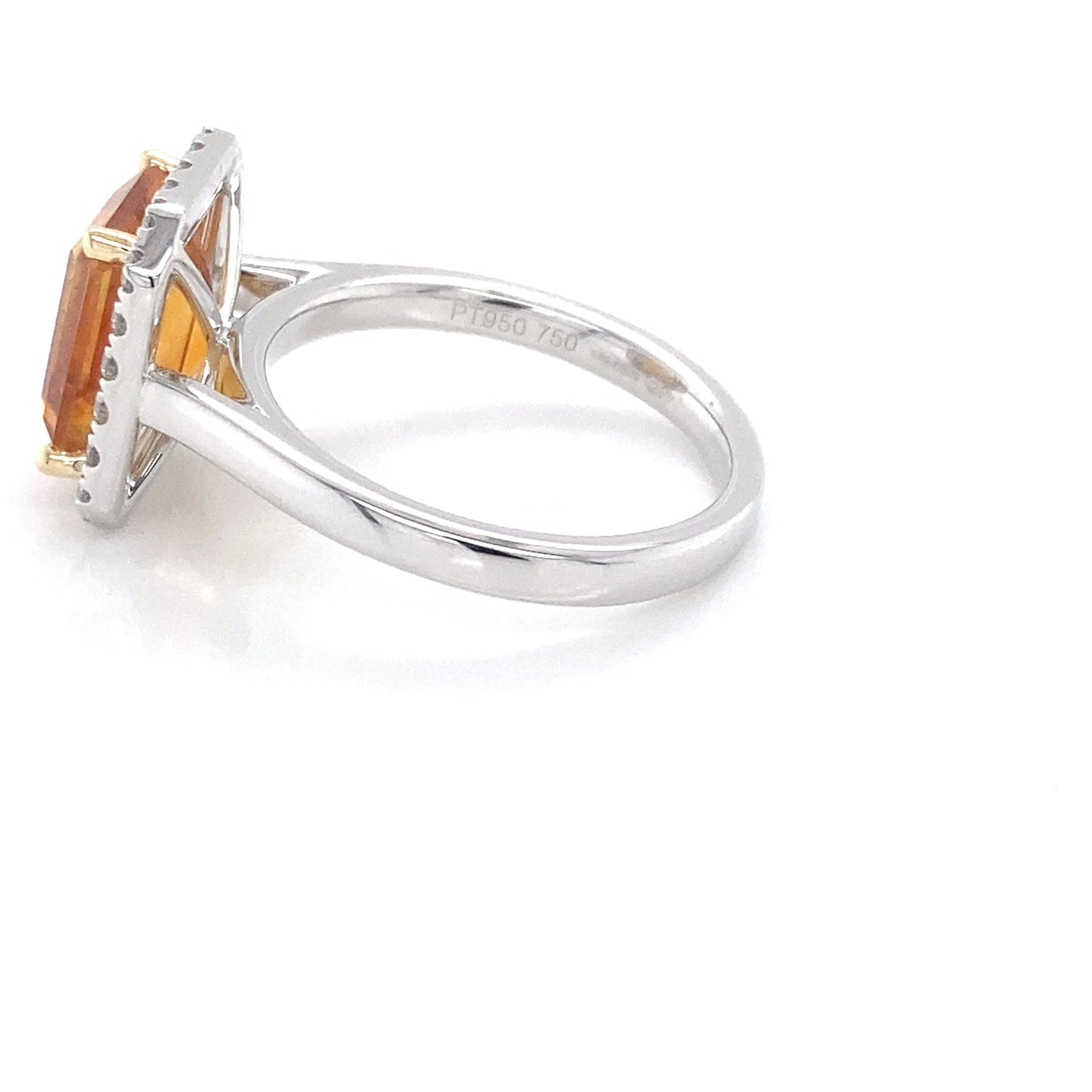 Octagonal Citrine and round brilliant cut diamond halo style ring Gardiner Brothers