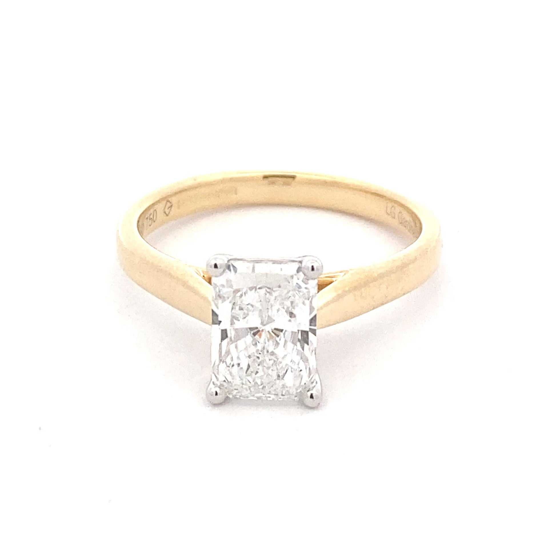 Lab Grown Radiant Cut Diamond Solitaire ring - 1.50cts Gardiner Brothers