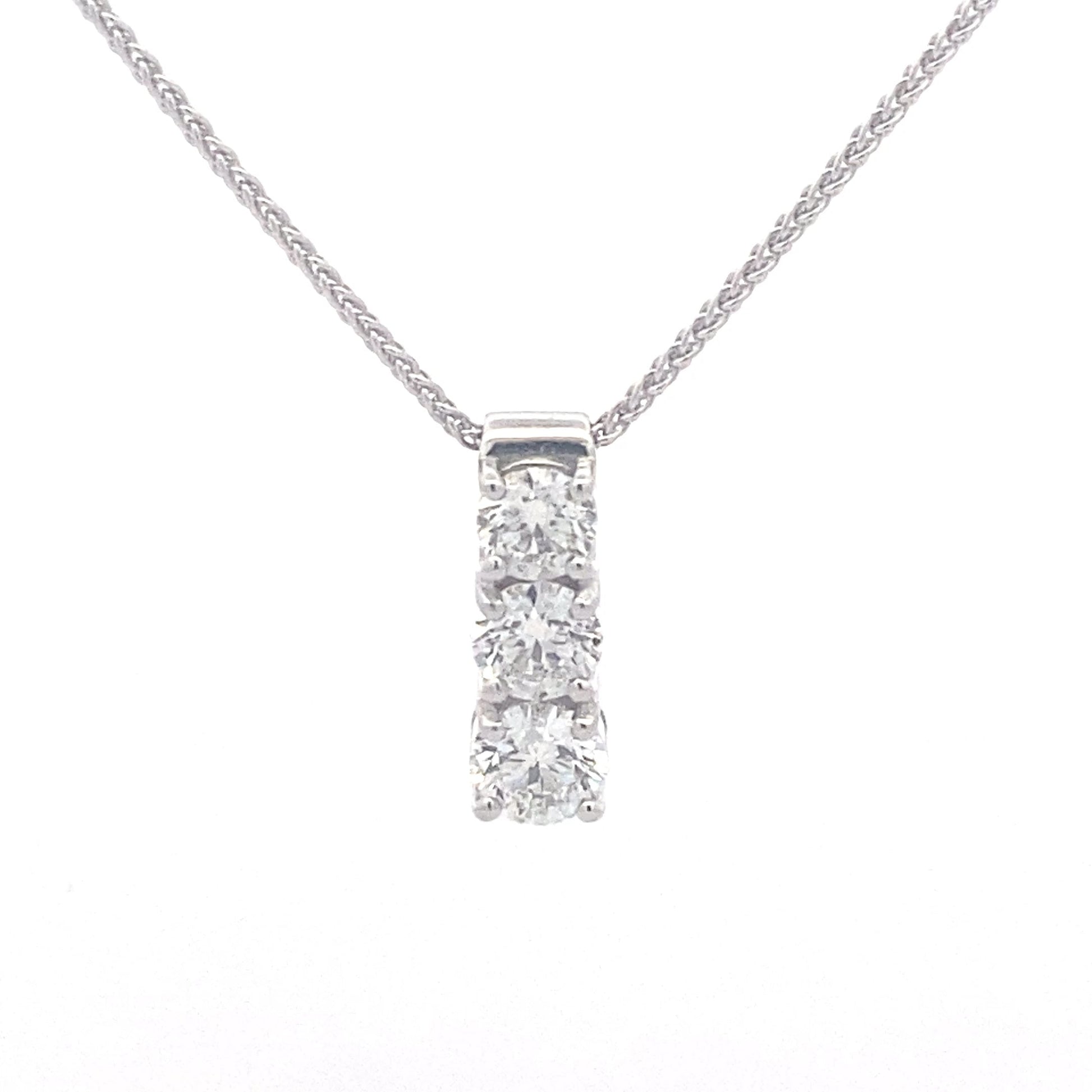Round Brilliant Cut 3 Diamond Drop Pendant - 1.50cts Gardiner Brothers