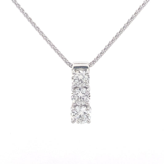 Round Brilliant Cut 3 Diamond Drop Pendant - 1.50cts Gardiner Brothers