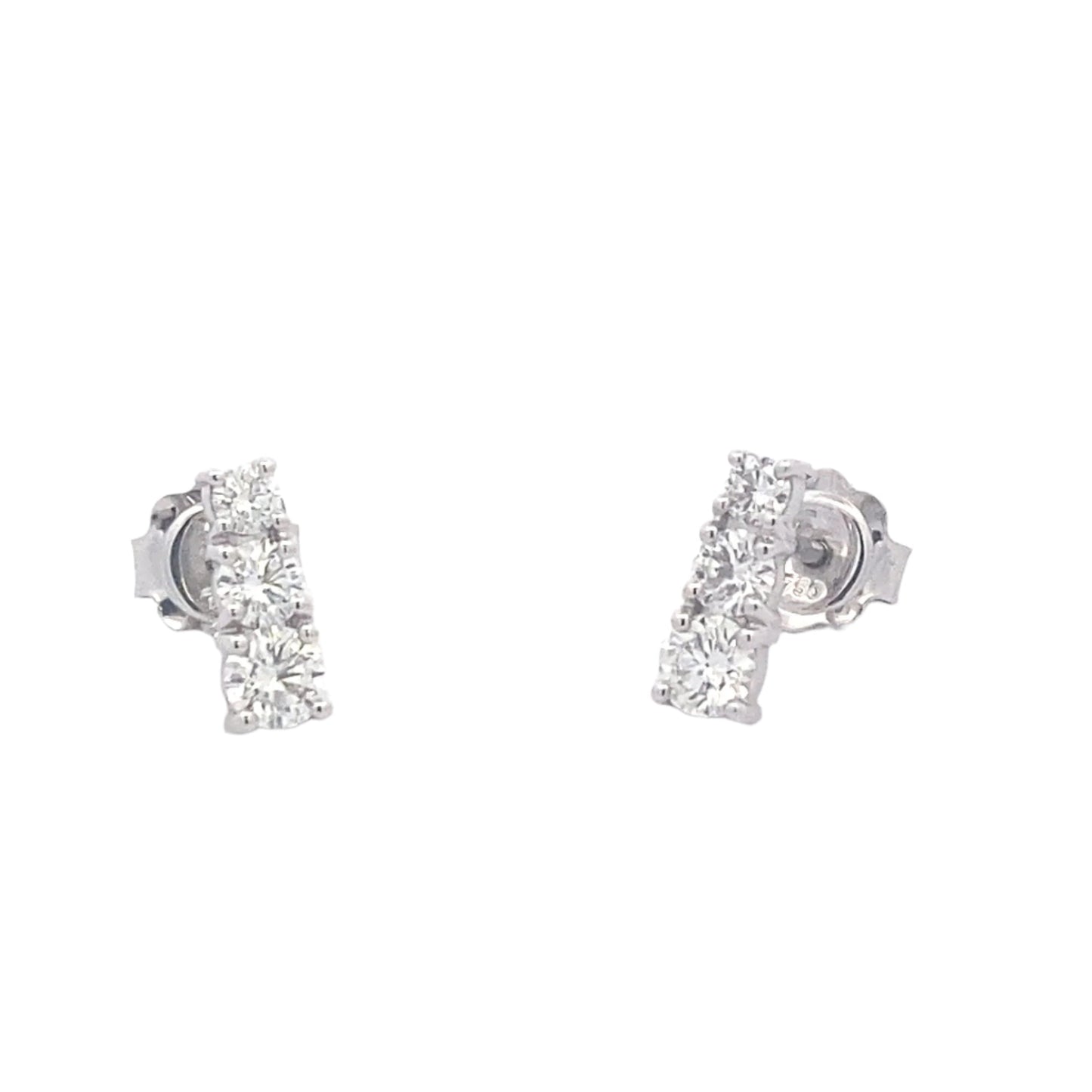 Round Brilliant Cut 3 Diamond Drop Earrings - 1.04cts Gardiner Brothers