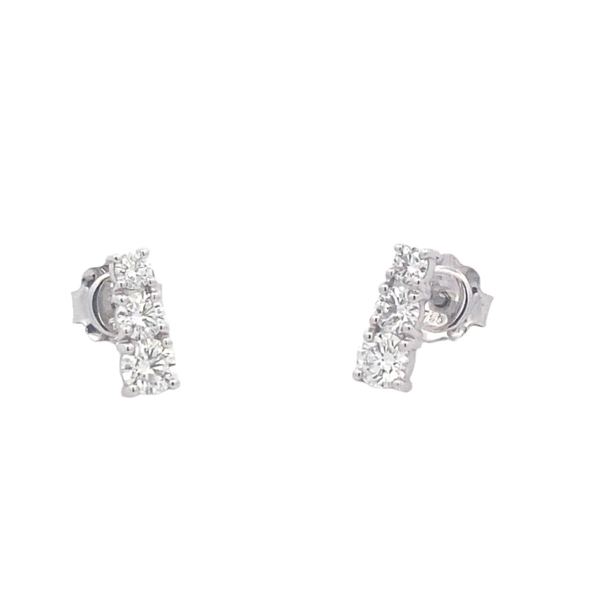 Round Brilliant Cut 3 Diamond Drop Earrings - 1.04cts Gardiner Brothers