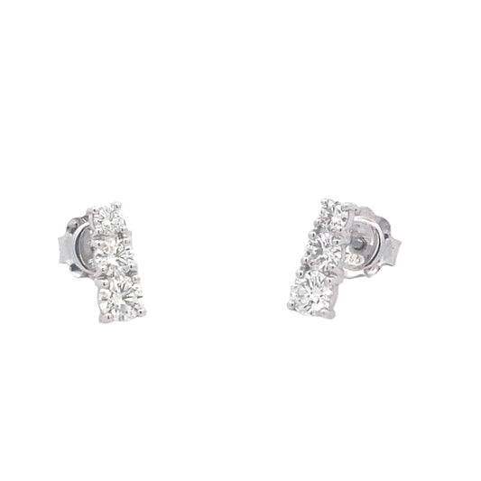 Round Brilliant Cut 3 Diamond Drop Earrings - 1.04cts Gardiner Brothers