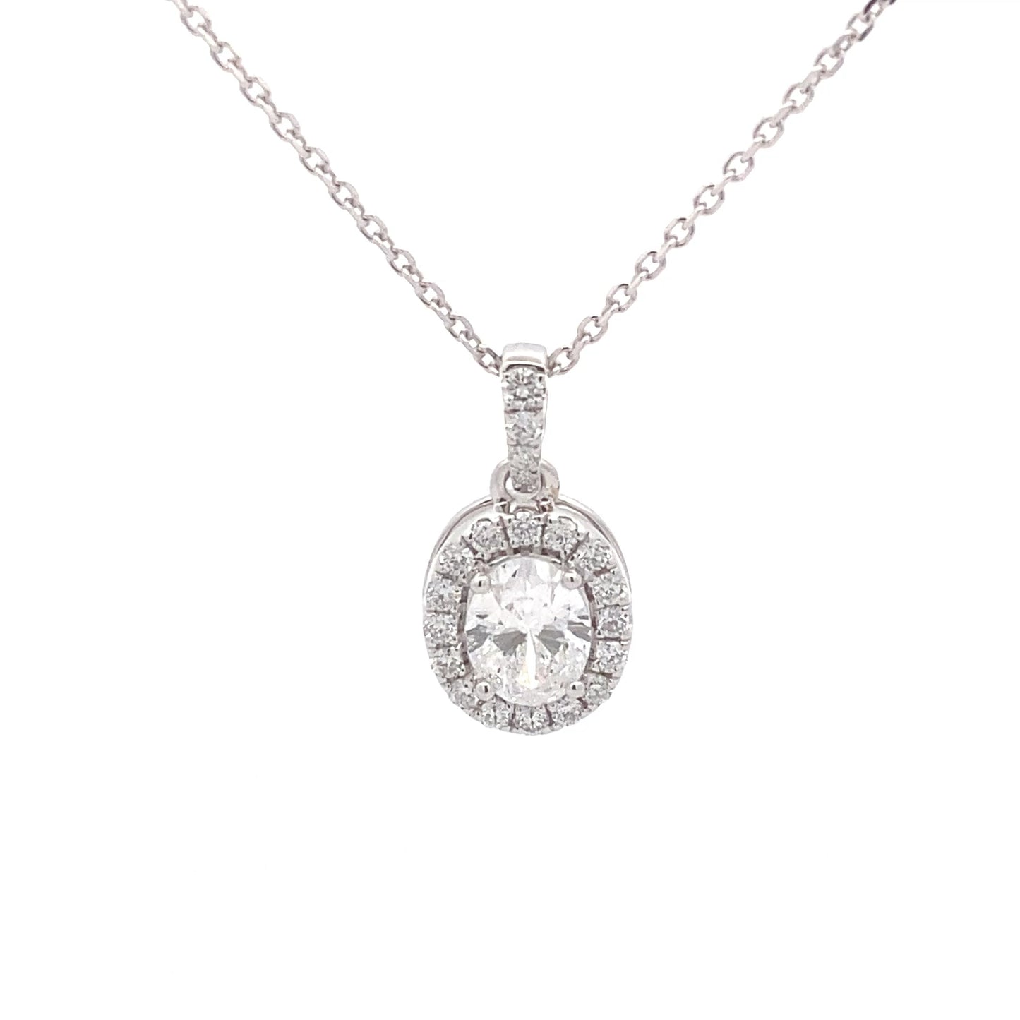 Oval Aurora Cut Diamond Halo Pendant - 0.71cts Gardiner Brothers