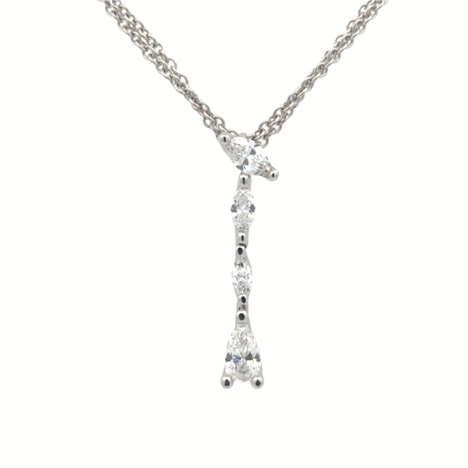 Marquise and Pear Shaped Diamond Fancy Style Drop Pendant - 0.96cts Gardiner Brothers