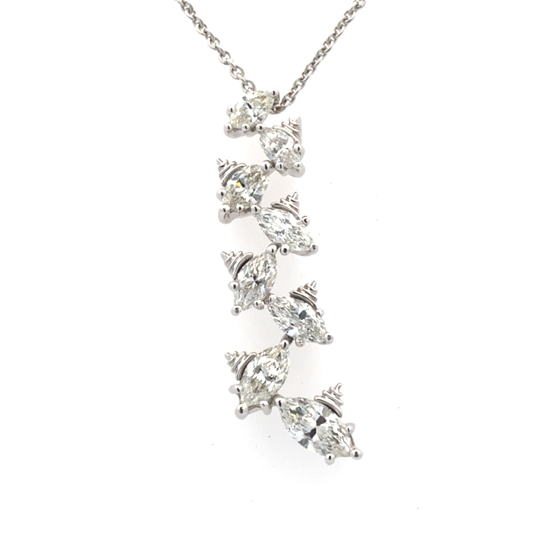Marquise Shaped Diamond Fancy Style Drop Pendant - 2.02cts Gardiner Brothers