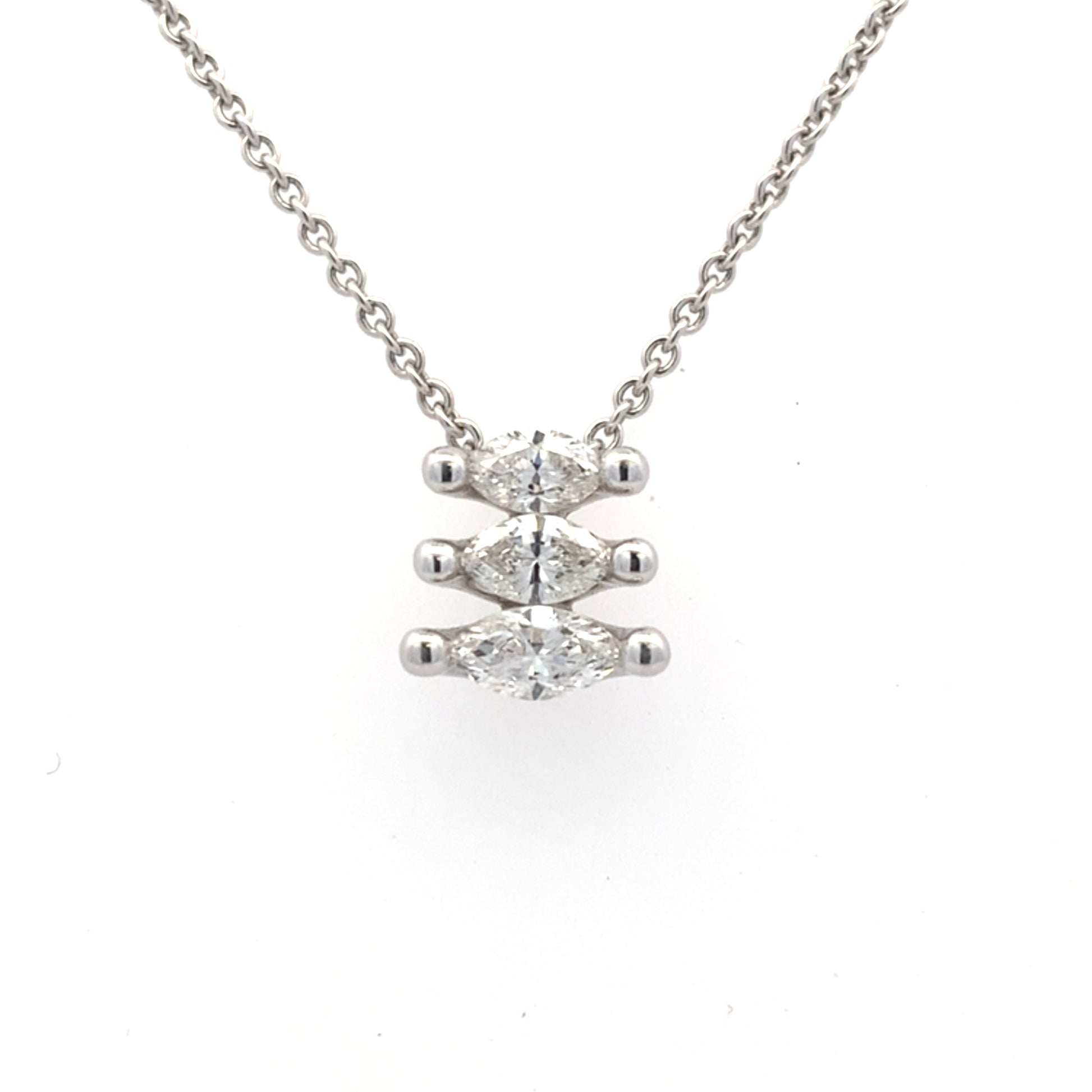 Marquise Shaped Diamond Fancy 3 Stone Pendant - 0.68cts Gardiner Brothers