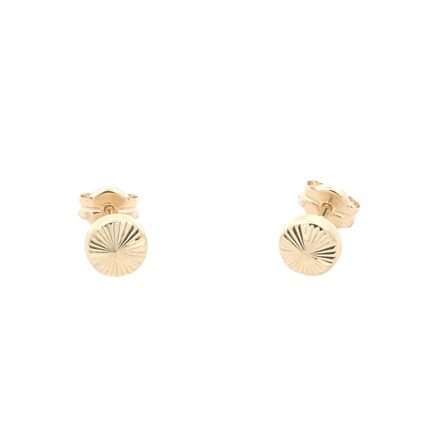 Yellow Gold Diamond Cut Button earrings Gardiner Brothers