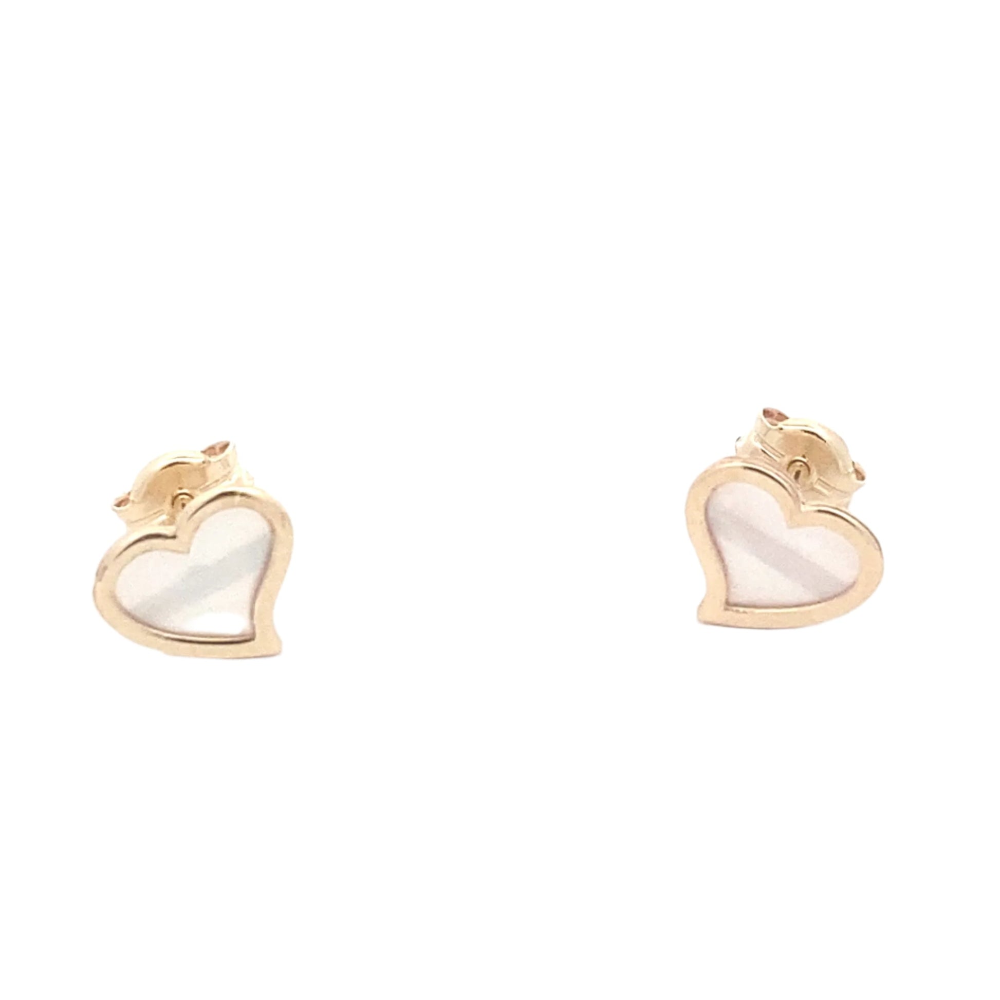 Yellow Gold, Mother Of Pearl Heart Shaped Earrings Gardiner Brothers