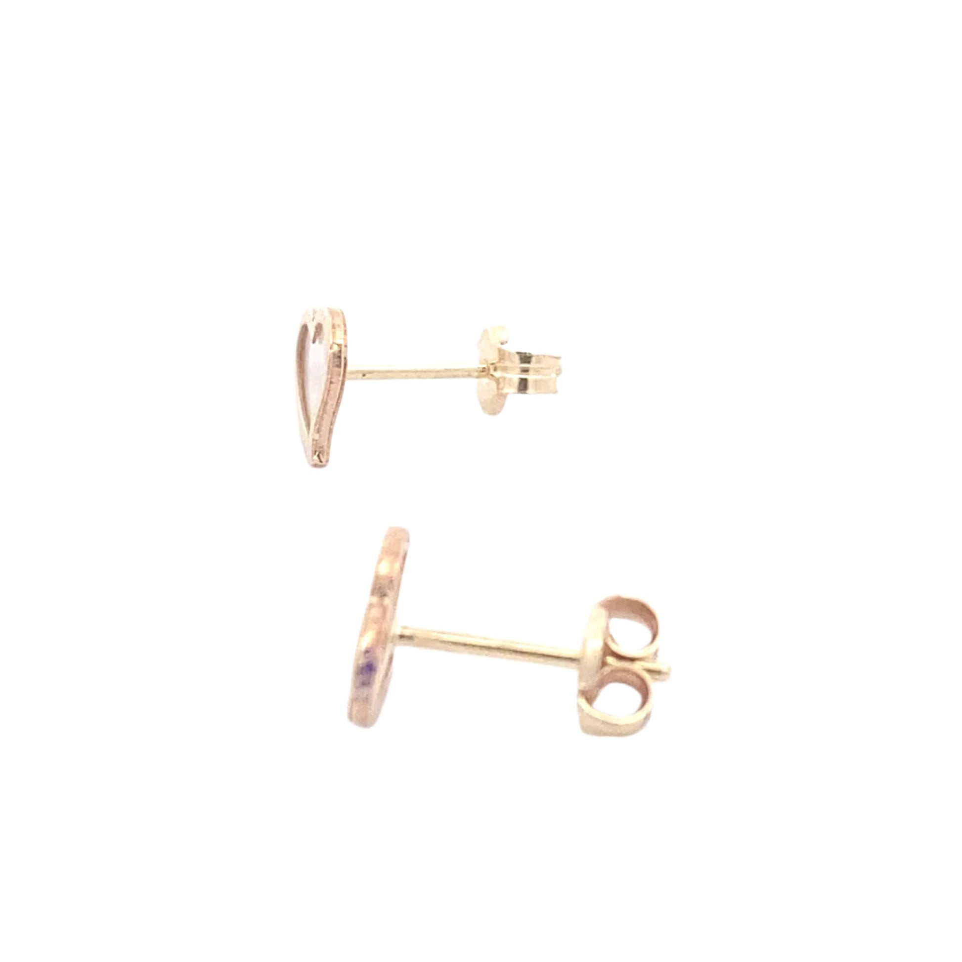 Yellow Gold, Mother Of Pearl Heart Shaped Earrings Gardiner Brothers