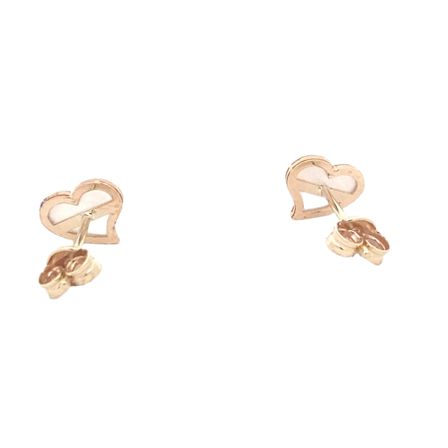 Yellow Gold, Mother Of Pearl Heart Shaped Earrings Gardiner Brothers