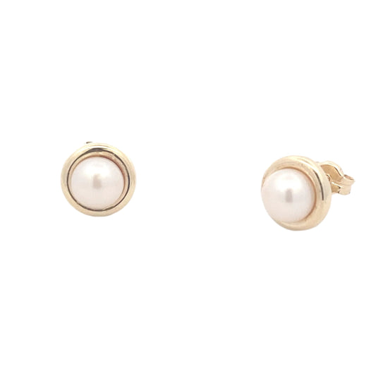 Yellow gold pearl stud earrings Gardiner Brothers