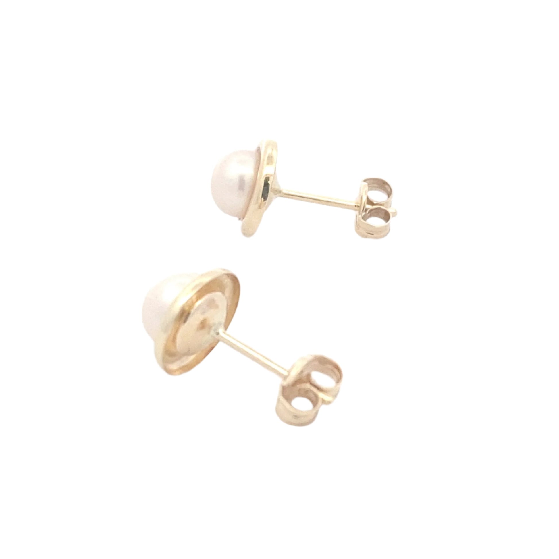 Yellow gold pearl stud earrings Gardiner Brothers